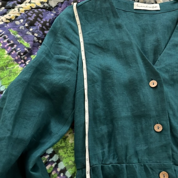 Love and confuse linen dress- EMERALD BLUE - Medium - Picture 11 of 11